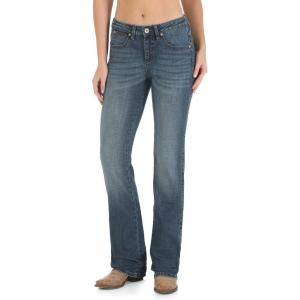Wrangler Women’s Aura Instantly Slimming Mid Rise Boot Cut Jean(Blue Medium)