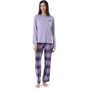 Wrangler Women’s Jersey Top and Flannel Pant Sleep Pajama Set(Lilac/Ombre Plaid)
