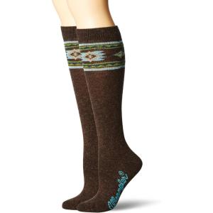 Wrangler Women’s Ladies Angora Aztec Boot Socks 2 Pair Pack(Brown)