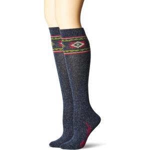 Wrangler Women’s Ladies Angora Aztec Boot Socks 2 Pair Pack(Denim)
