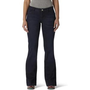 Wrangler Women’s Retro Mae Mid Rise Wide Leg Trouser Jean(Dark Blue)