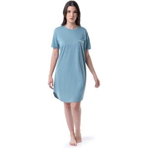 Wrangler Women’s Short Sleeve Crewneck Pocket Sleepshirt(Ashley Blue)
