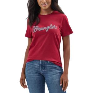 Wrangler Womens Short Sleeve Graphic T-Shirt(Biking Red)
