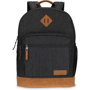 Wrangler Yellowstone Sturdy Backpack for Travel Classic Logo Water Resistant Casual Daypack for Travel with Padded Laptop Notebook Sleeve (Wild West)(Black Denim)