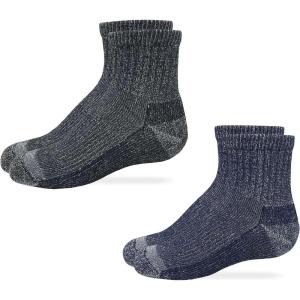 Wrangler Youth Boys Full Cushion Mini Crew Quarter Socks 2 Pair Pack(Black/Navy)