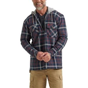 Wrangler mens Masonry Hooded Jacket(Ink Red Plaid)