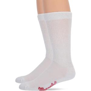 Wrangler mens Non-binding Ultra-dri Smooth Toe Boot Crew Socks 2 Pair Pack(White Solid)
