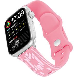 Wrangler® “Aztec Trail” Silicone Band for Apple Watch®, Western Aztec Pattern, Fits all Apple Watch® Series and Sizes(Pink)