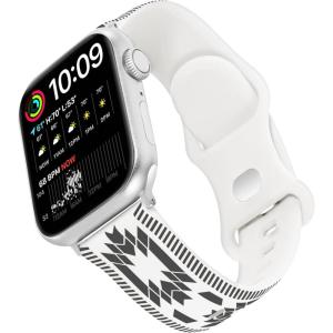 Wrangler® “Aztec Trail” Silicone Band for Apple Watch®, Western Aztec Pattern, Fits all Apple Watch® Series and Sizes(White)