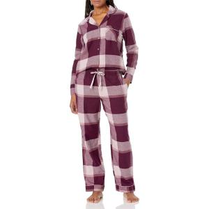 Wrangler womens Long Sleeve Flannel Top and Pant Pajama Set(Deep Teal)