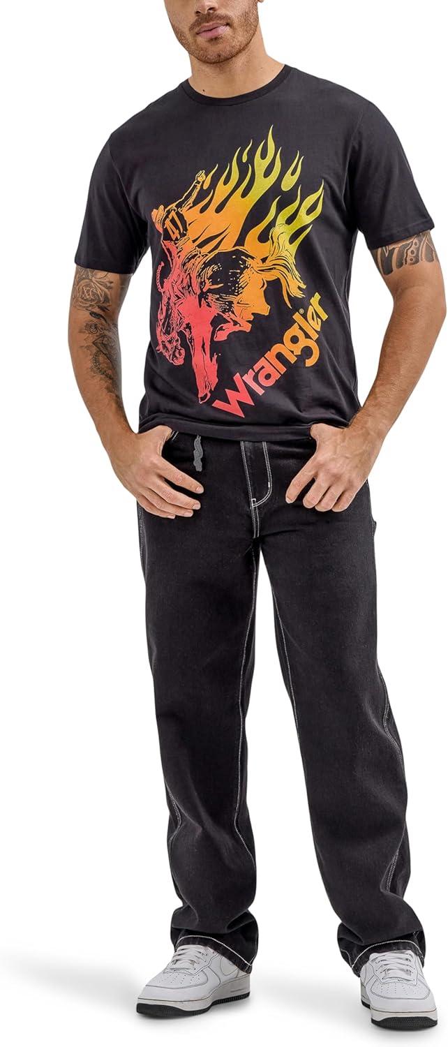 imageWrangler Mens X Hot Wheels Flaming Bronco TeeBlack