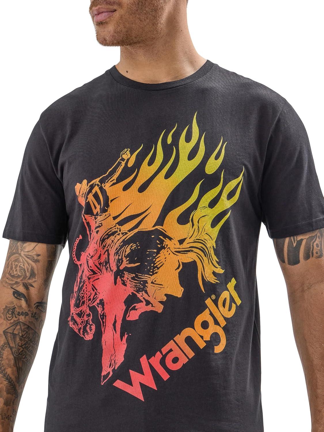 imageWrangler Mens X Hot Wheels Flaming Bronco TeeBlack
