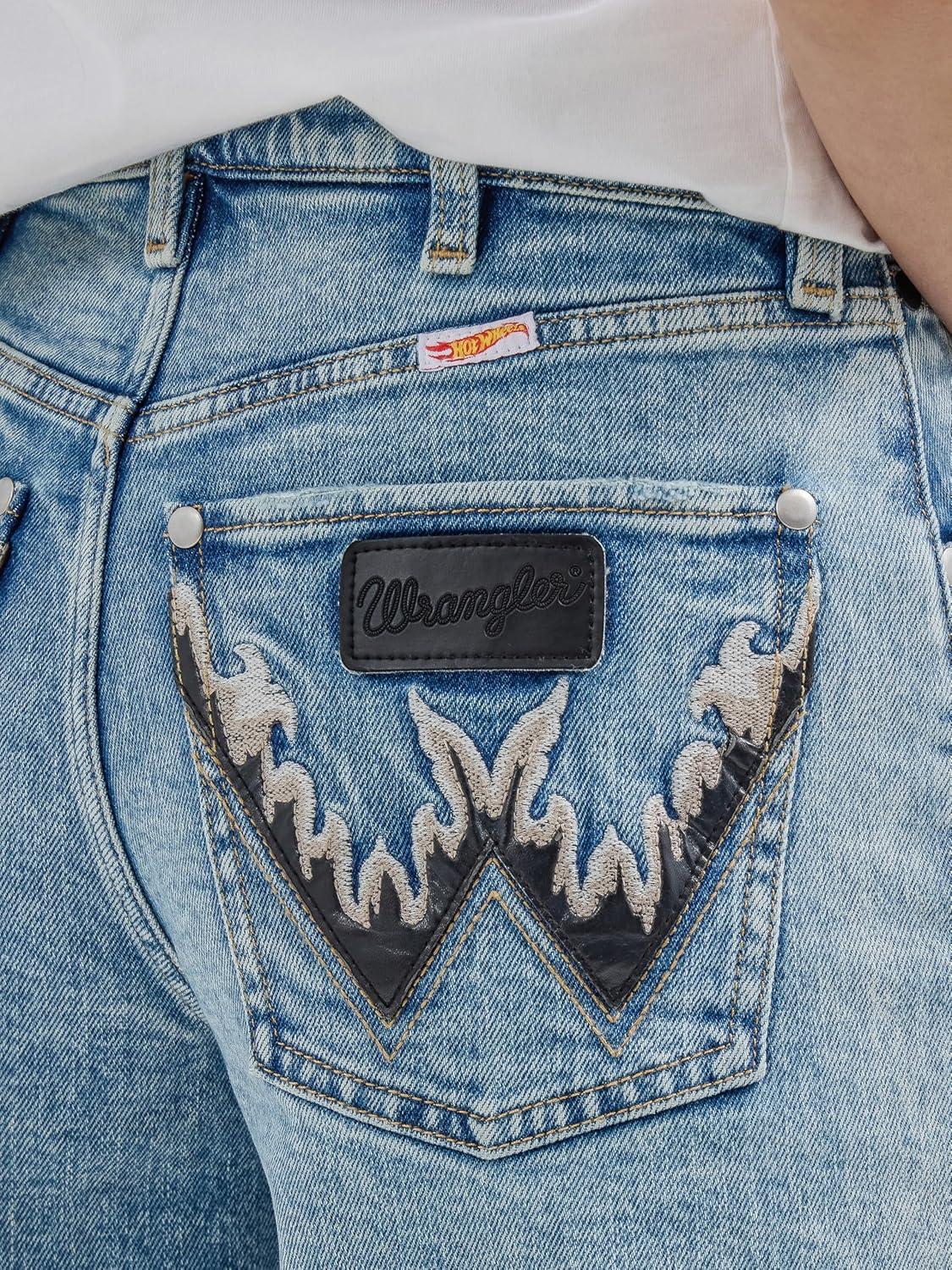 imageWrangler Womens X Hot Wheels High Rise Relaxed ShortLight Blue Denim