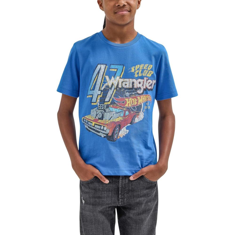 imageWrangler Boys X Hot Wheels Youth Reg Fit Speed Club TeeBlue
