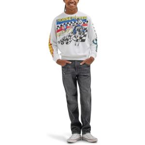 Wrangler boys X Hot Wheels™ Youth Crewneck “rodeo” Pullover(White)