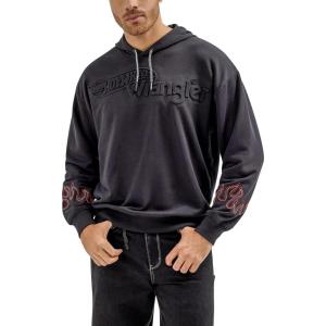 Wrangler mens X Hot Wheels™ Logo Flame Hoodie(Black)