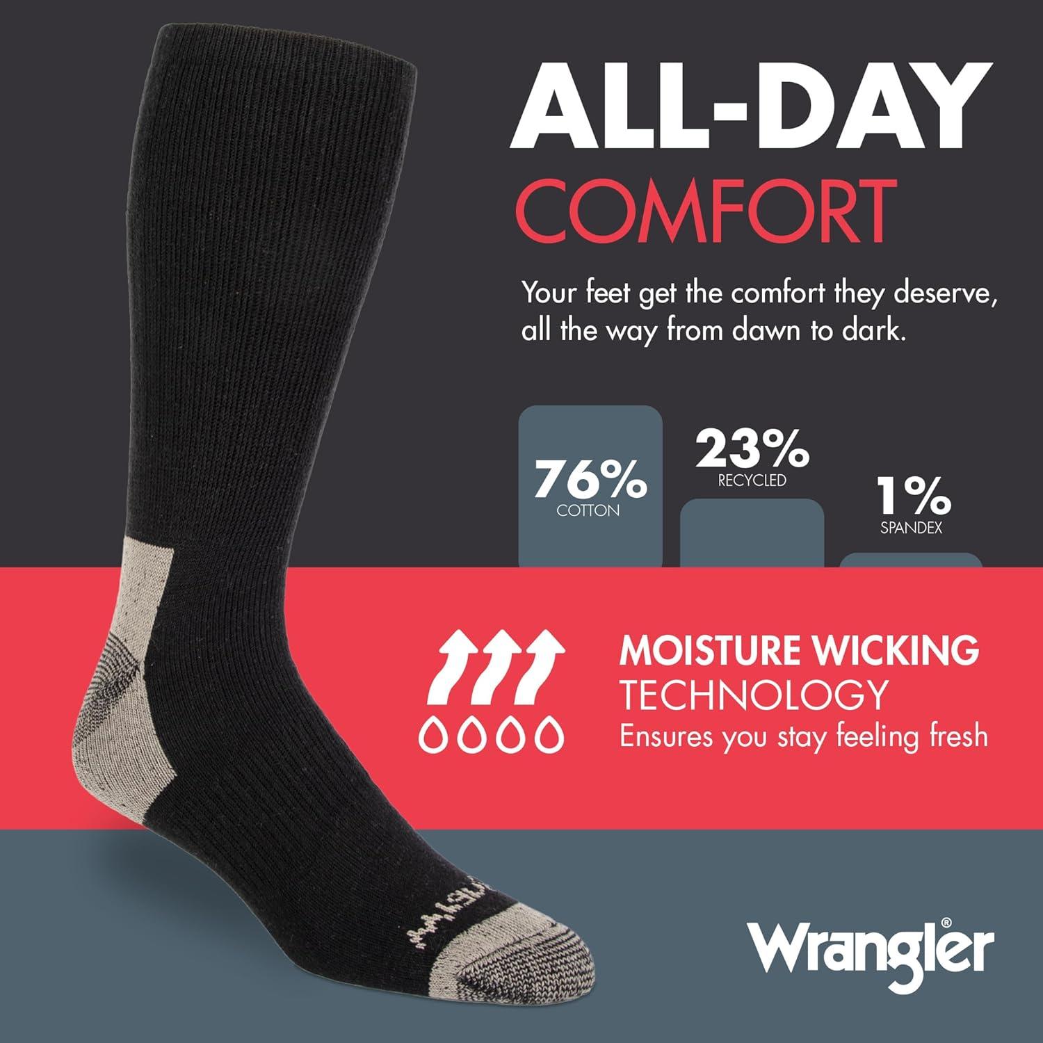 imageWrangler 365 Mens Crew Socks Full Cushion Socks for AllDay Comfort Fits Sizes 612Black