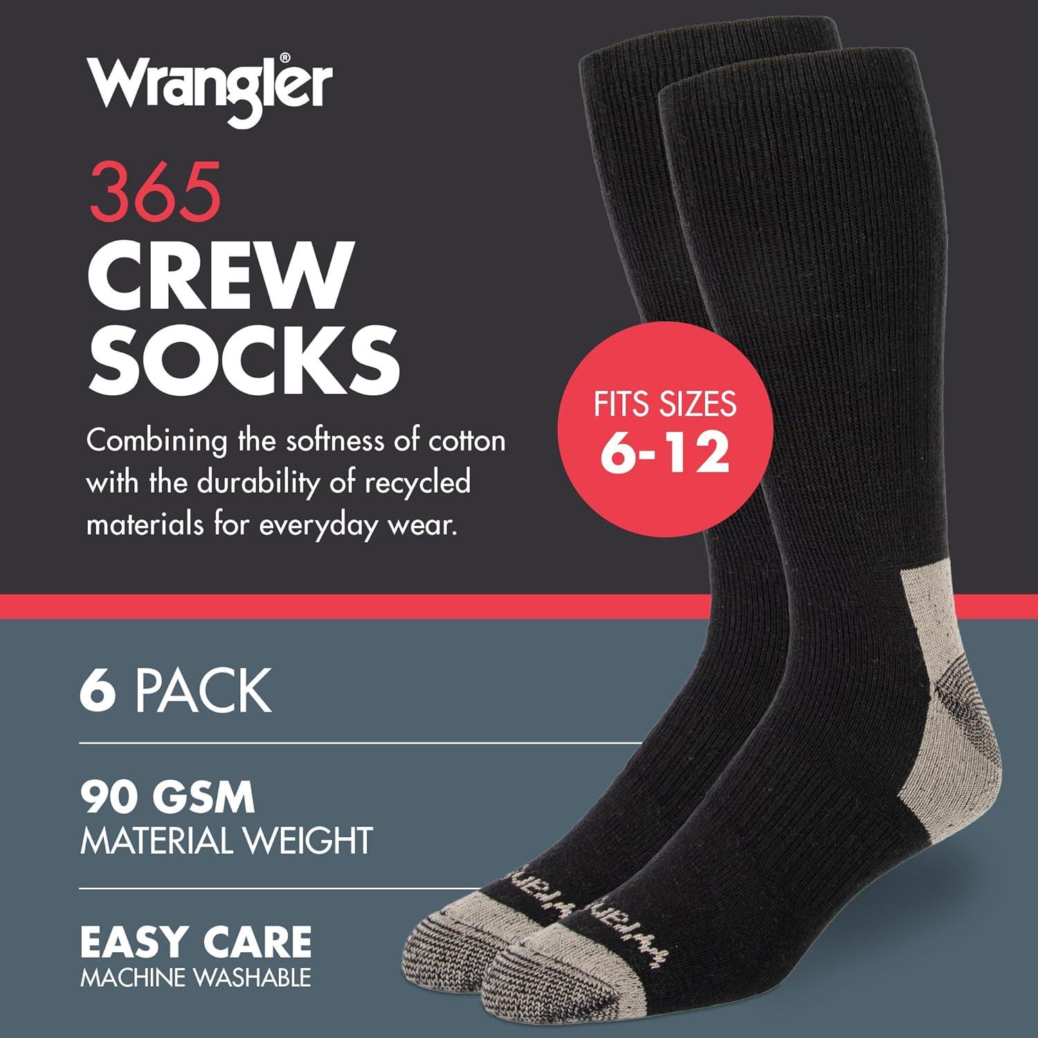 imageWrangler 365 Mens Crew Socks Full Cushion Socks for AllDay Comfort Fits Sizes 612Black