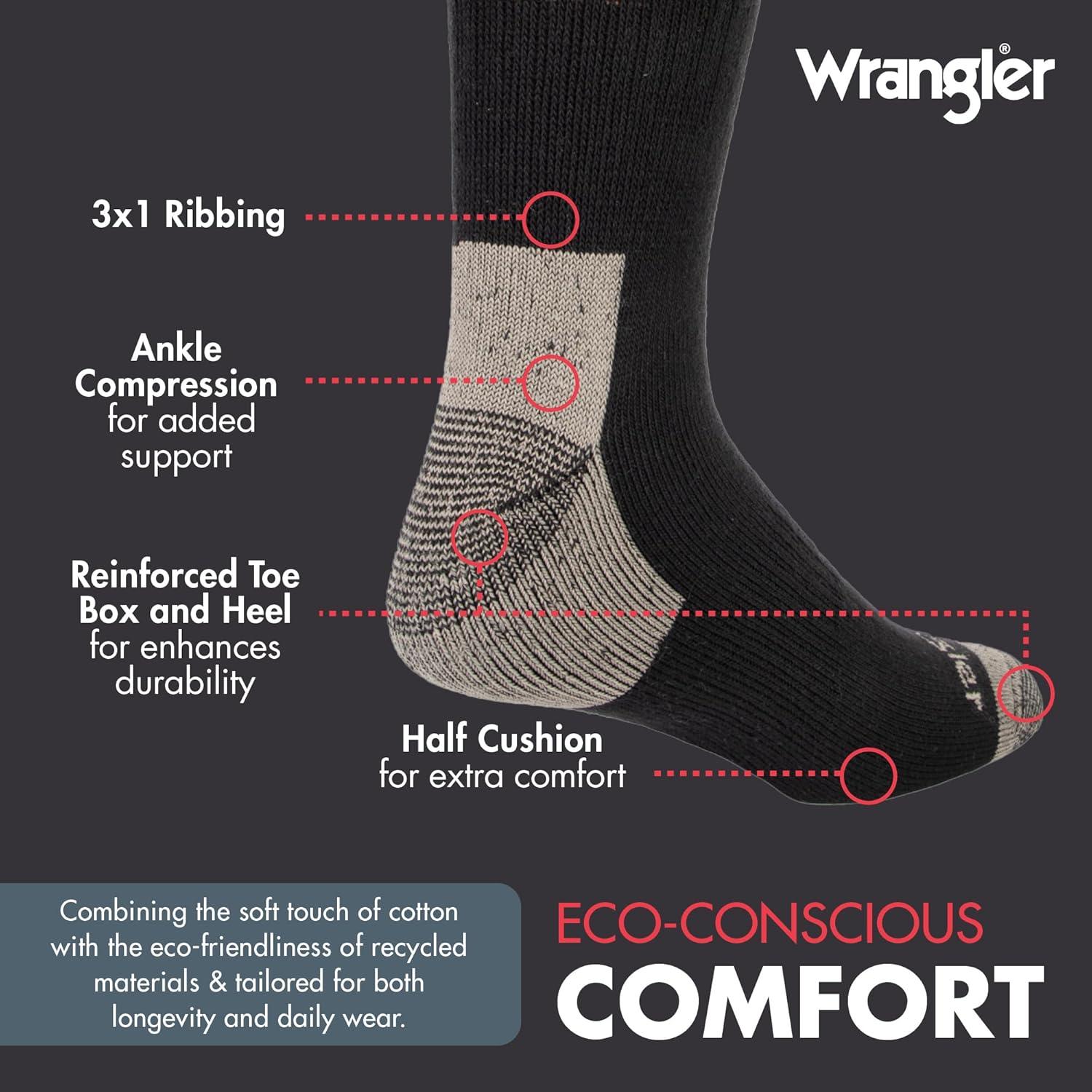 imageWrangler 365 Mens Crew Socks Full Cushion Socks for AllDay Comfort Fits Sizes 612Black