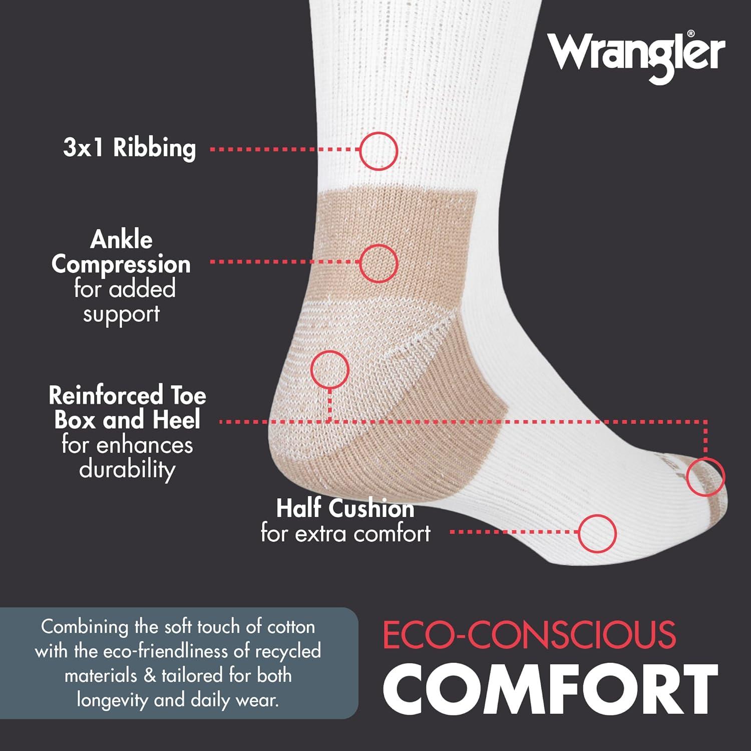 imageWrangler 365 Mens Crew Socks Full Cushion Socks for AllDay Comfort Fits Sizes 612White