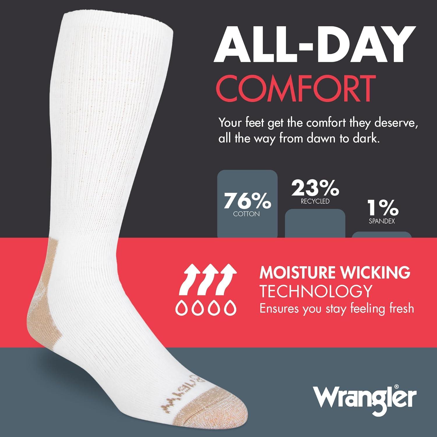 imageWrangler 365 Mens Crew Socks Full Cushion Socks for AllDay Comfort Fits Sizes 612White