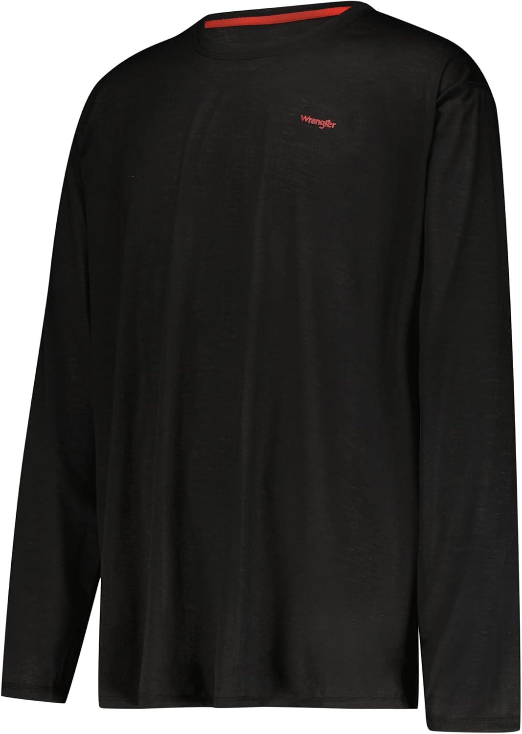 imageWrangler Men Long Sleeve Base Layer Black Thermal Cold Weather TopBlack