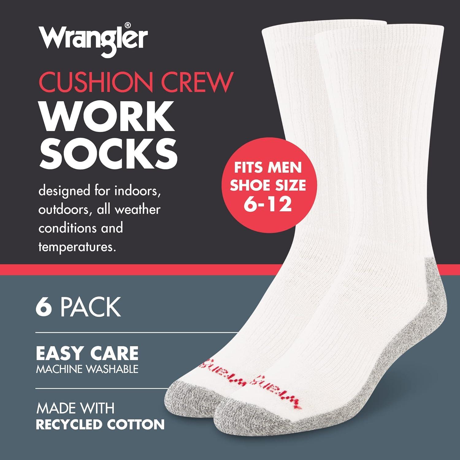 imageWrangler Mens Socks Cushion Work Crew Socks Size 612White