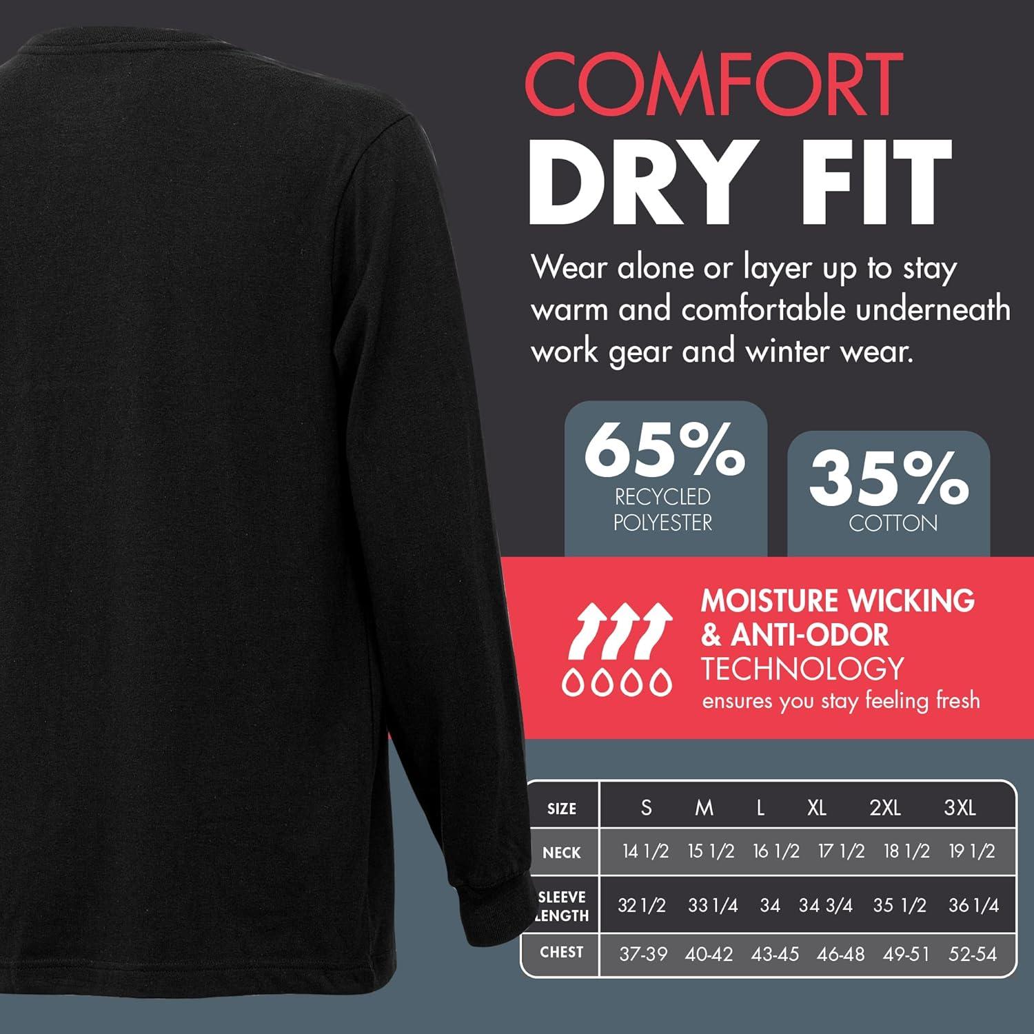 imageWrangler Long Sleeve Layering Tee Shirts for Men Core Mens Layering TShirtGreenBlack