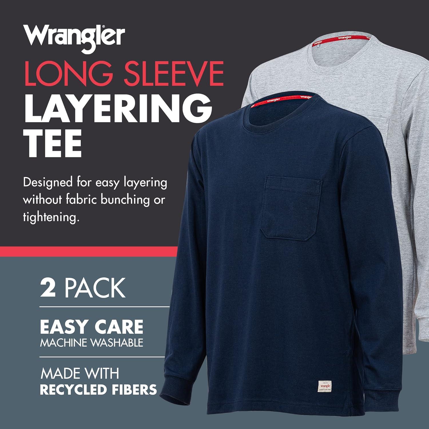 imageWrangler Long Sleeve Layering Tee Shirts for Men Core Mens Layering TShirtNavyGrey