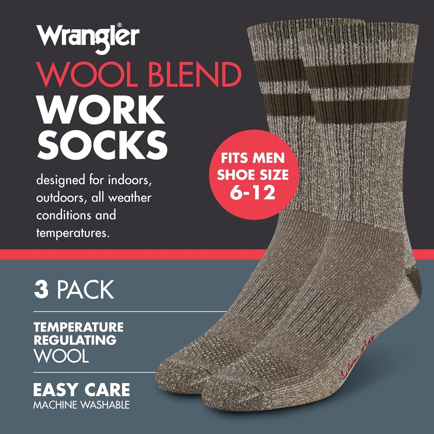imageWrangler Mens Blended Wool Work Socks Crew Socks for Hiking Boots ampamp AllWeather Wear with Arch Support Size 612Green