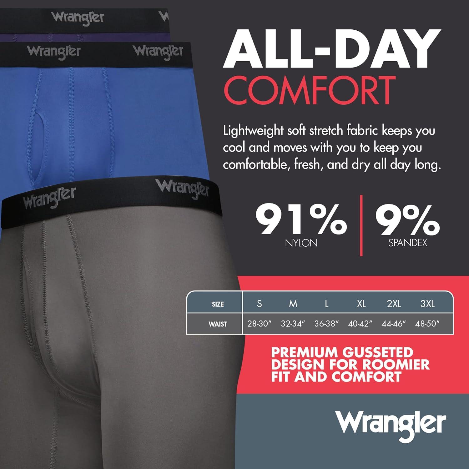 imageWrangler Mens Cooling Boxer Briefs 6 Inseam MoistureWicking Stretch Fabric Pack of 6 Quick DryNavyFederal BlueCharcoal