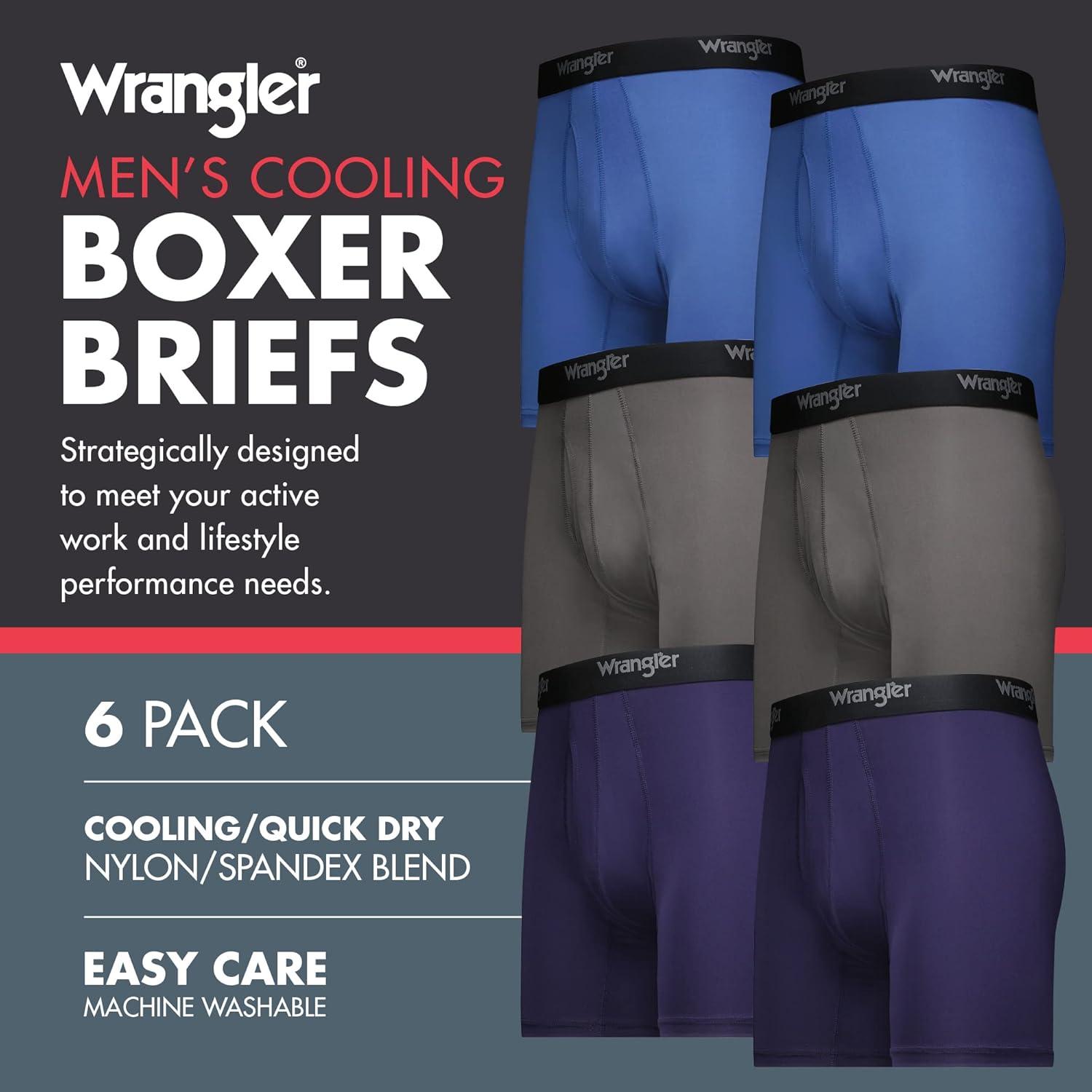 imageWrangler Mens Cooling Boxer Briefs 6 Inseam MoistureWicking Stretch Fabric Pack of 6 Quick DryNavyFederal BlueCharcoal