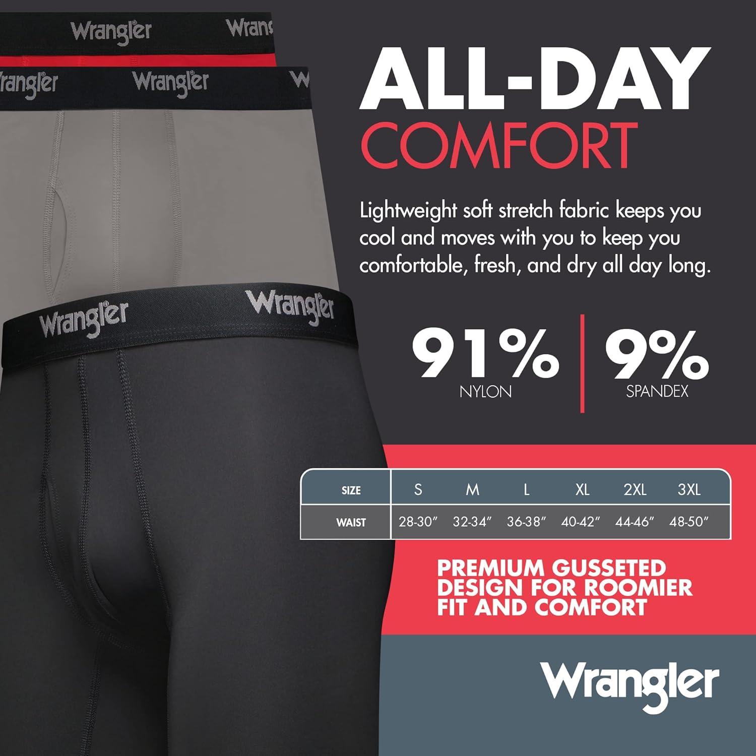 imageWrangler Mens Cooling Boxer Briefs 6 Inseam MoistureWicking Stretch Fabric Pack of 6 Quick DryRedBlackCharcoal