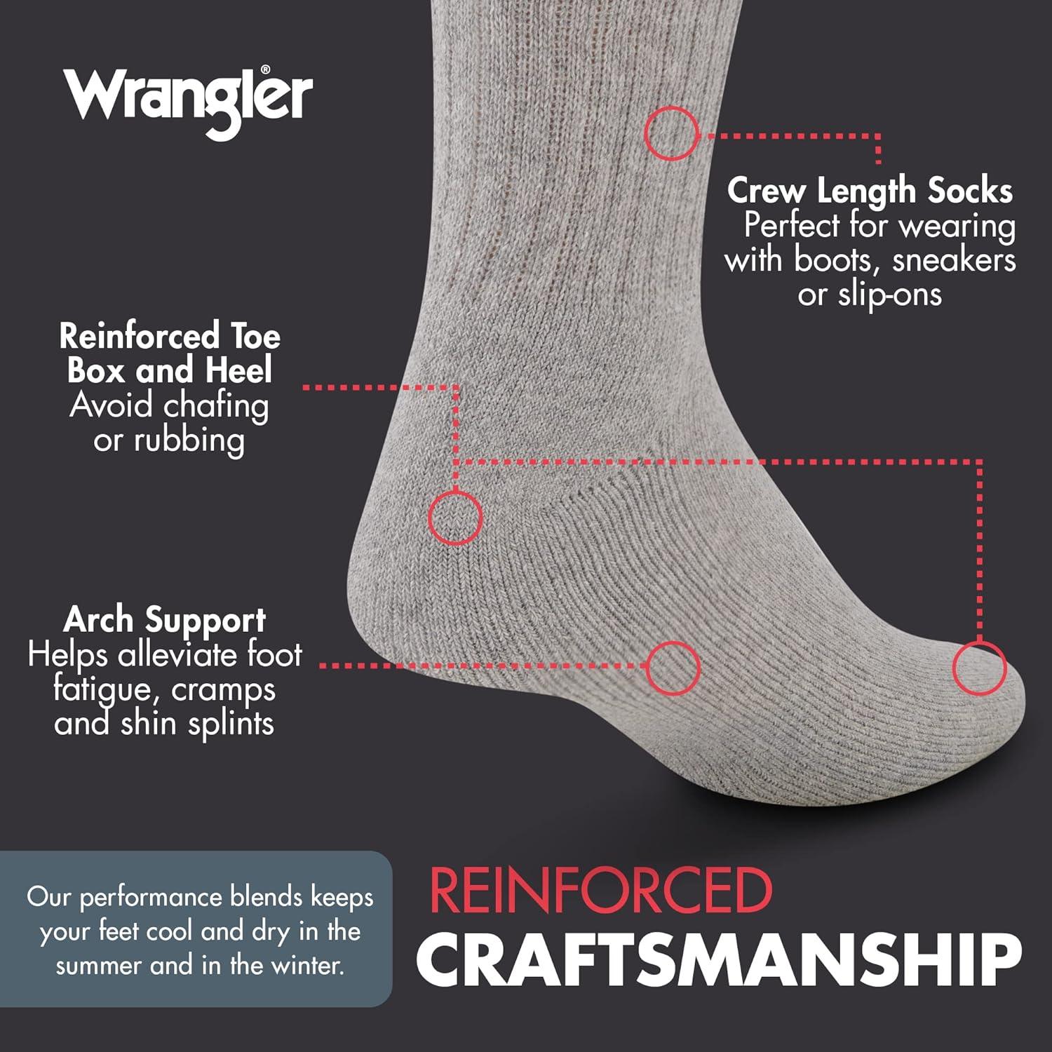 imageWrangler Mens Mid Weight Outdoor Socks Work Socks for Men with Arch Support Cushioned Toe ampamp Heel Size 612Grey Heather