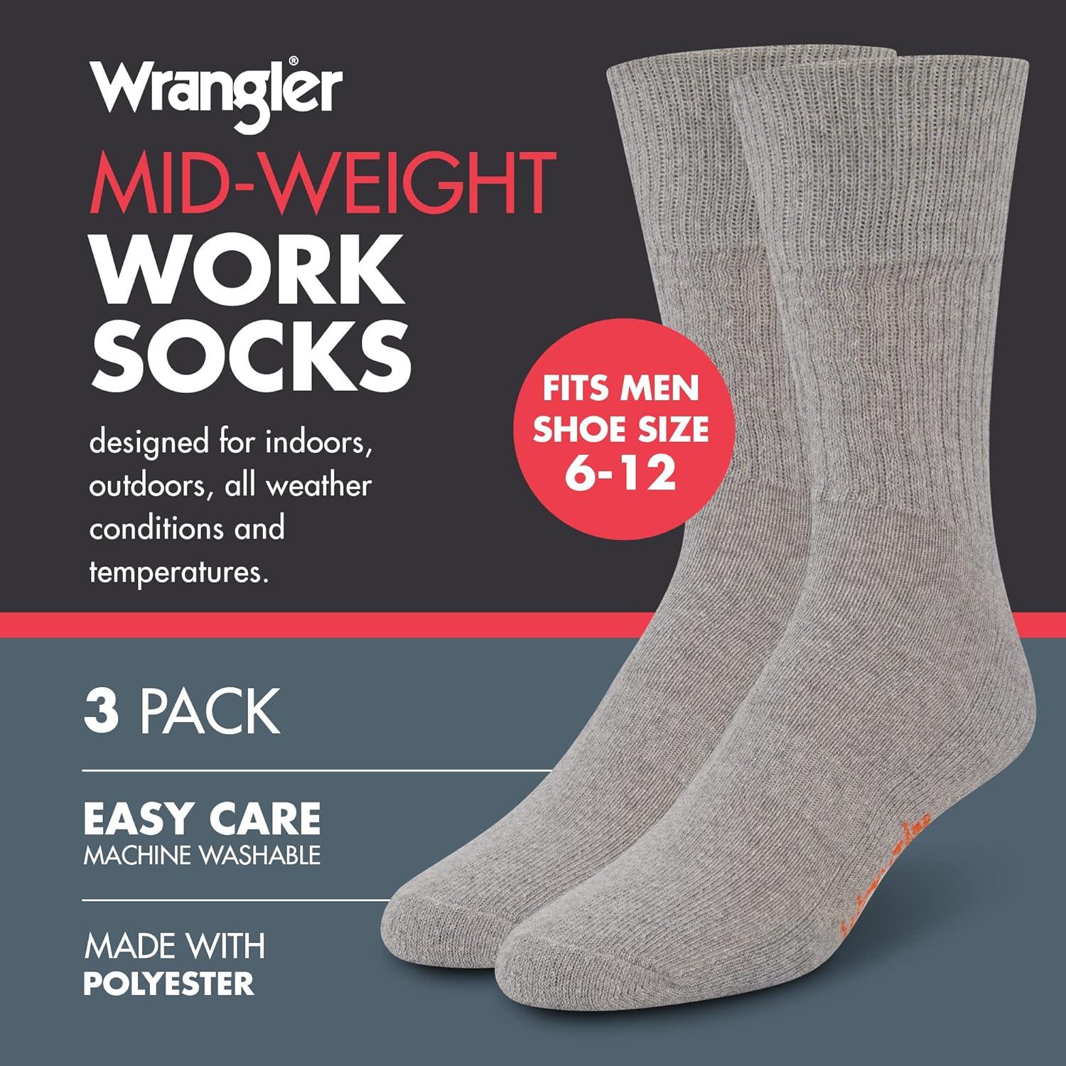imageWrangler Mens Mid Weight Outdoor Socks Work Socks for Men with Arch Support Cushioned Toe ampamp Heel Size 612Grey Heather