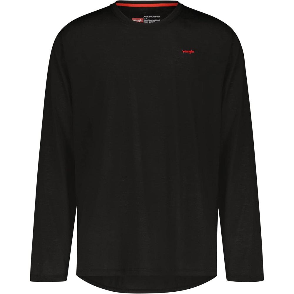imageWrangler  Men Long Sleeve Base Layer Black  Thermal Cold Weather TopBlack