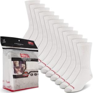Wrangler – Mens Socks – Cushion Work Crew Socks Size 6-12 -12 Pack(White)