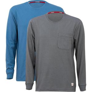 Wrangler Long Sleeve Layering Tee Shirts for Men, Core Mens Layering T-Shirt(Charcoal/Stn Blue)
