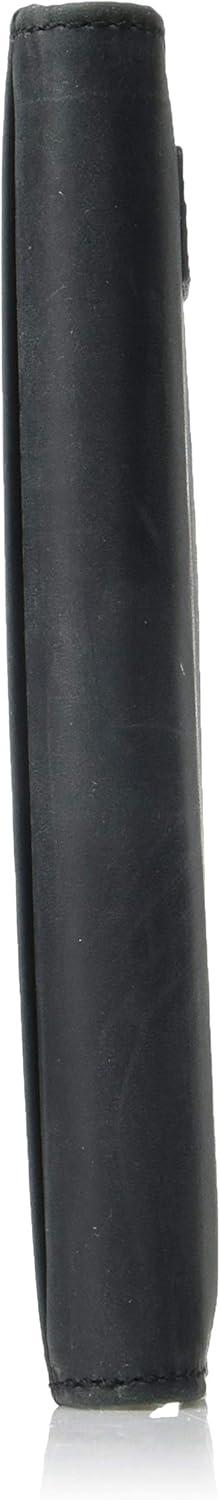 imageWrangler Mens Bifold Wallet with FlipOut ID Window Genuine Leather Gift for HimBlack Leather Patch