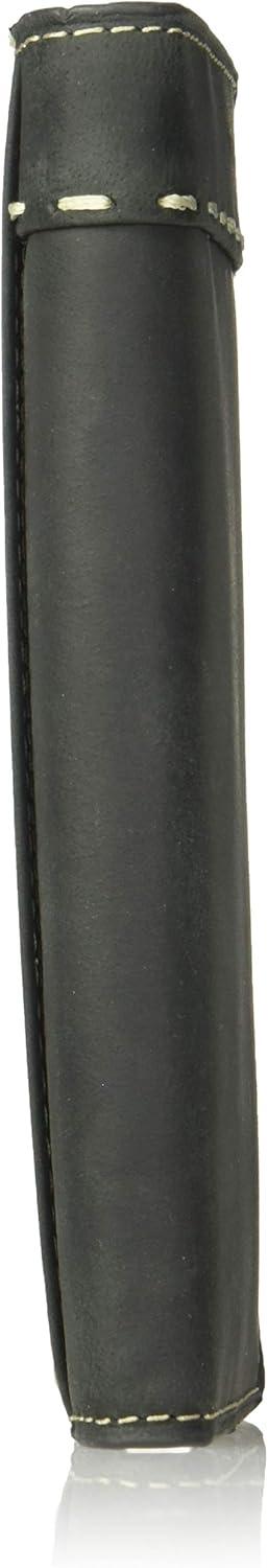 imageWrangler Mens Bifold Wallet with FlipOut ID Window Genuine Leather Gift for HimBlack Western Stitch