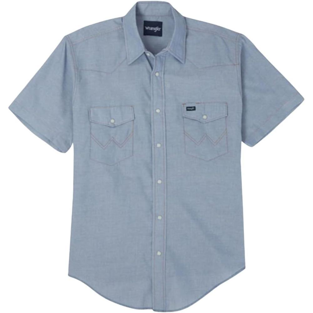 imageWrangler Denim Short Sleeve Snap Shirt