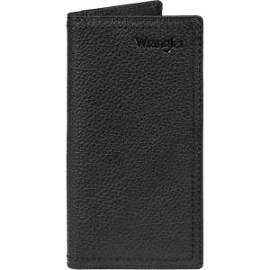 Wrangler Men’s Bifold Wallet with Flip-Out ID Window, Genuine Leather, Gift for Him(Black Double Stitch)