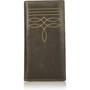 Wrangler Men’s Bifold Wallet with Flip-Out ID Window, Genuine Leather, Gift for Him(Cognac Boot Stitch)