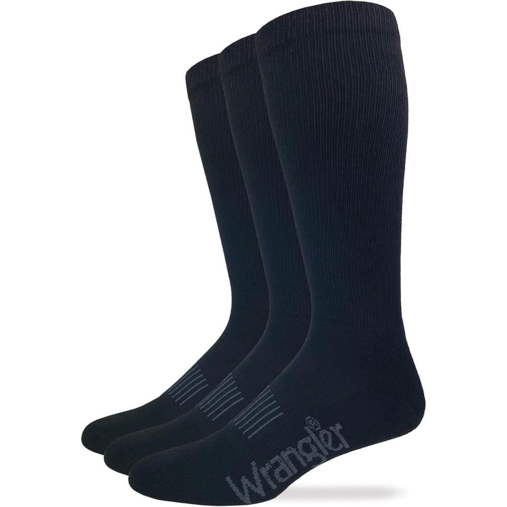 imageWrangler Mens Western Boot Socks Three PairsBlack
