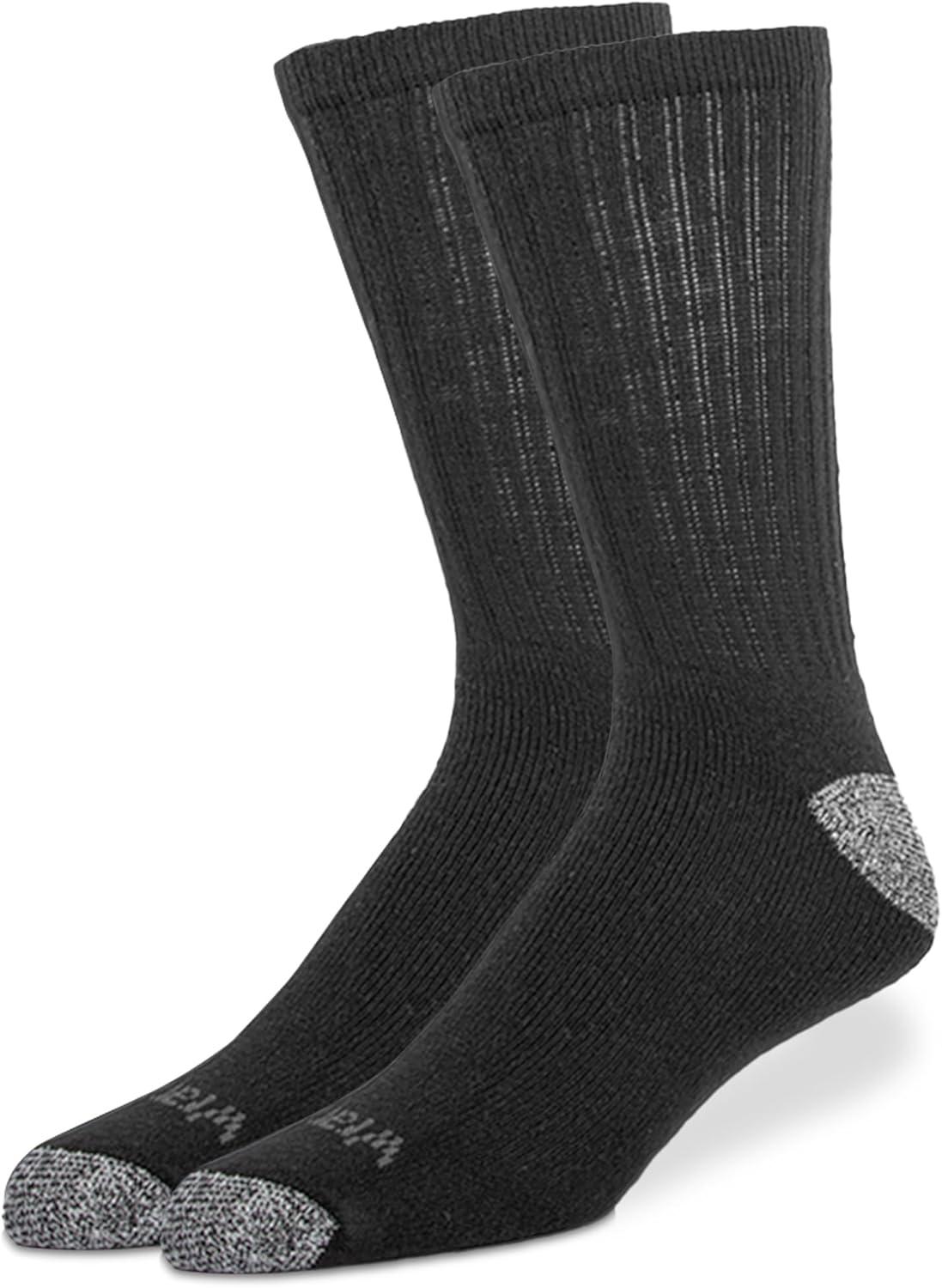imageWrangler Ultra Dry Crew Socks for Men 12 Pk Full Cushion Arch Support MoistureWicking Steel Toe fits shoe size 612Black