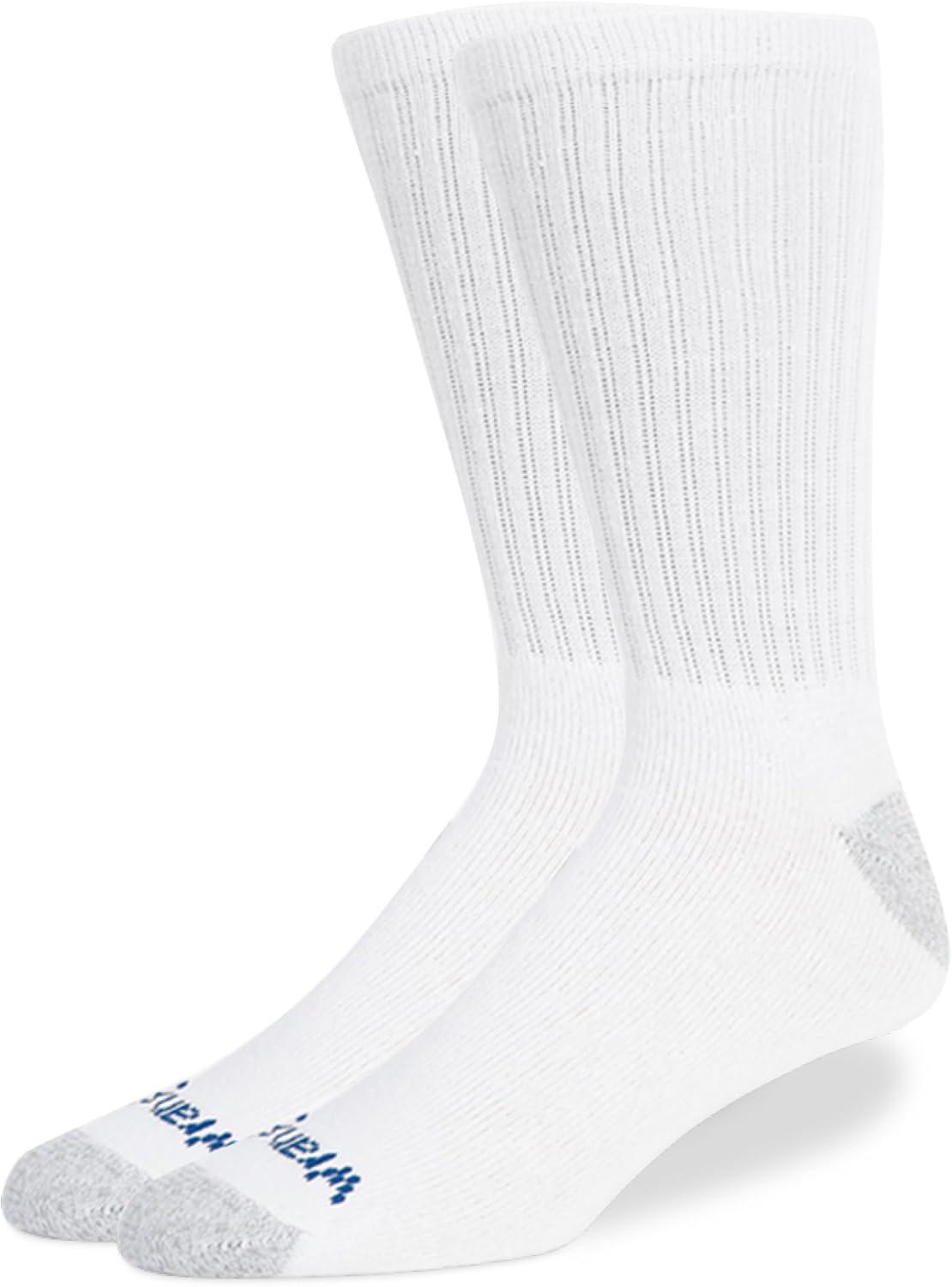 imageWrangler Ultra Dry Crew Socks for Men 12 Pk Full Cushion Arch Support MoistureWicking Steel Toe fits shoe size 612White
