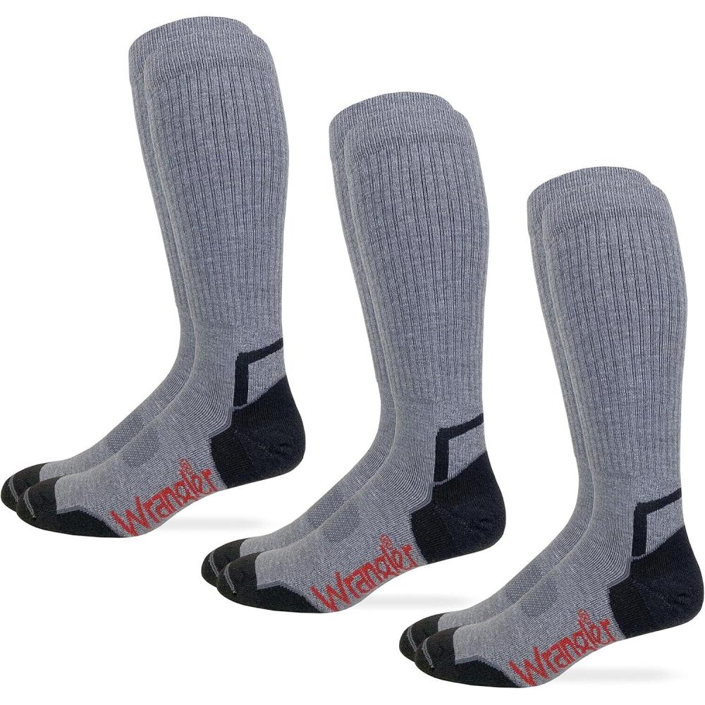 imageWrangler Mens Ultra Dri Compression Tall Boot Socks 3 PairsGrey