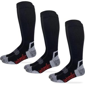 Wrangler Men’s Ultra Dri Compression Tall Boot Socks (3 Pairs)(Black)