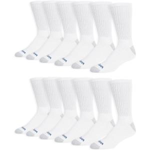 Wrangler Ultra Dry Crew Socks for Men – 12 Pk, Full Cushion, Arch Support, Moisture-Wicking, Steel Toe – fits shoe size 6-12(White)